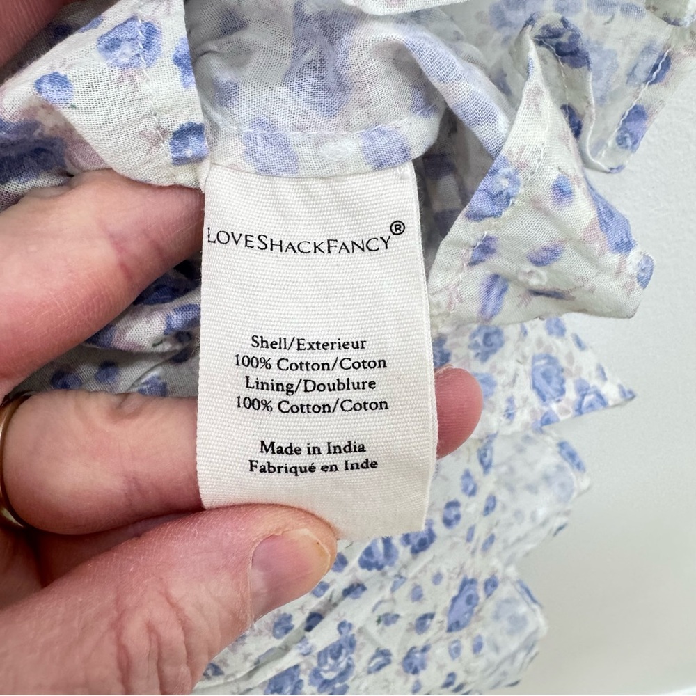 LoveShackFancy Belle Smocked Fitted Floral Mini Dress with Adjustable Straps Sm - Picture 9 of 11